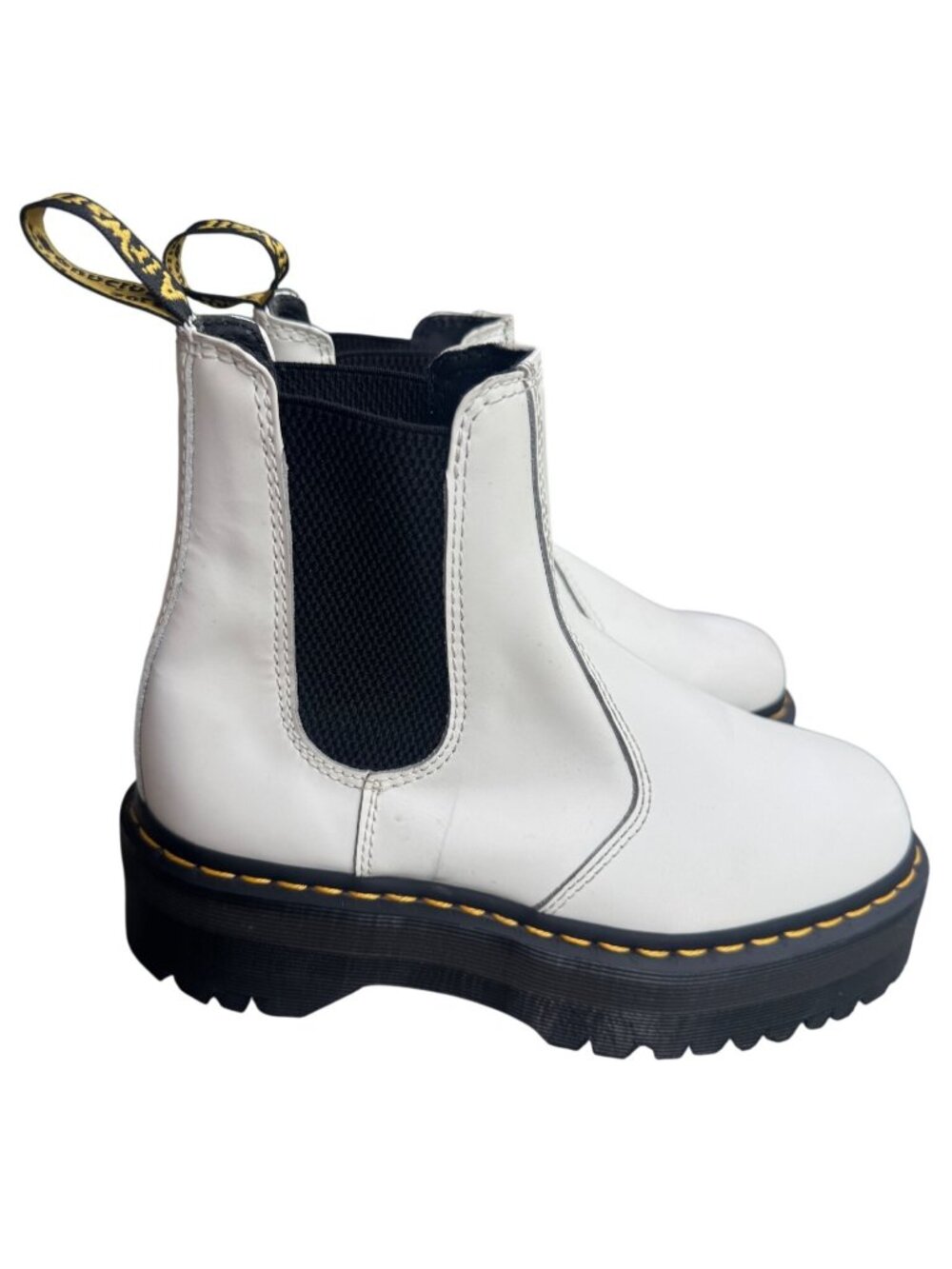 Dr. Martens 2976 Quad White Leather Chelsea Boots Women US 7